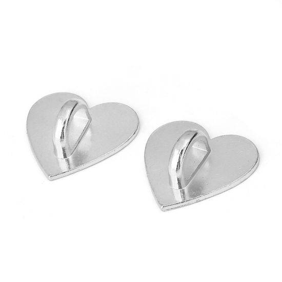 Picture of Zinc Based Alloy Clip Heart Silver Tone 28mm x 28mm, 10 PCs