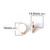 Picture of Zinc Based Alloy Ear Post Stud Earrings Findings Round Gold Plated White W/ Loop 14mm x 10mm, Post/ Wire Size: (20 gauge), 10 PCs