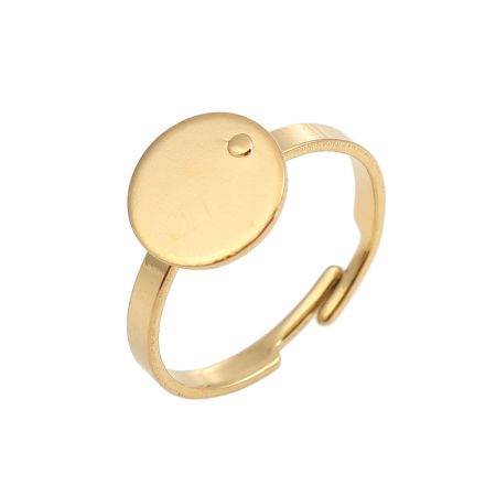 Picture of Stainless Steel Open Adjustable Glue On Rings Round  