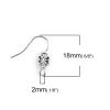 Picture of Zinc Based Alloy Ear Wire Hooks Earring Findings Flower Antique Silver Color W/ Loop 18mm x 17mm, Post/ Wire Size: (21 gauge), 20 PCs