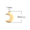 Picture of Stainless Steel Blank Stamping Tags Charms Half Moon Gold Plated Roller Burnishing 16mm x 11mm, 10 PCs
