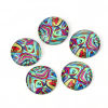 Picture of Glass Dome Seals Cabochon Round Flatback Multicolor Stripe Pattern 20mm( 6/8") Dia, 30 PCs