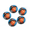 Imagen de Vidrio Dome Seals Cabochon Ronda Flatback Naranja-rojo Halloween Hombre Calabaza 20mm Dia, 30 Unidades