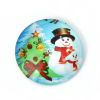Picture of Glass Dome Seals Cabochon Round Flatback Multicolor Christmas Snowman Pattern 20mm( 6/8") Dia, 30 PCs