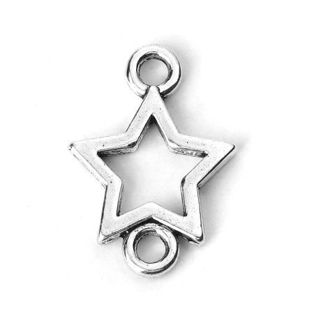 Bild von Zinklegierung Verbinder Pentagramm Stern Antiksilber 24mm x 17mm, 50 Stück