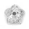 Picture of Brass Beads Caps Flower Real Platinum Plated (Fit Beads Size: 10mm Dia.) 10mm( 3/8") x 10mm( 3/8"), 10 PCs