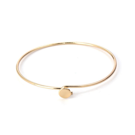 Picture of Iron Based Alloy Bangles Bracelets Round Gold Plated Can Open 19.5cm(7 5/8") long, 3 PCs