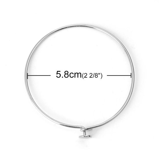 合金 バングル ブレスレット 円形 シルバートーン オープン可能 19.5cm 長さ、 3 個 の画像