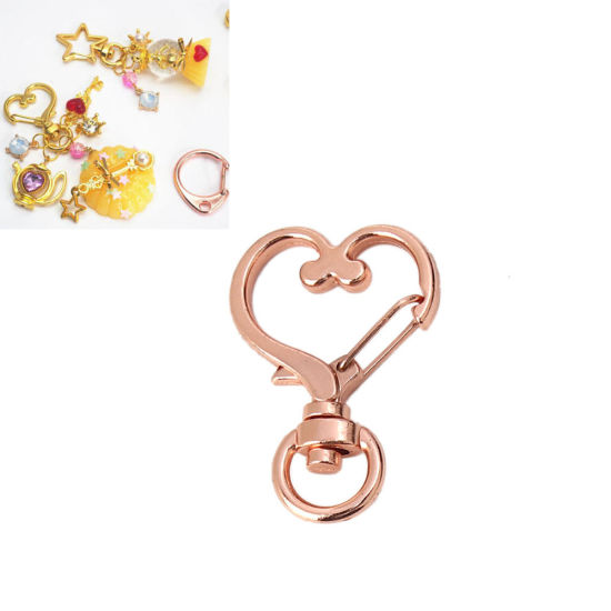 Picture of Zinc Based Alloy Keychain & Keyring Heart Gold Plated 35mm x 24mm, 5 PCs