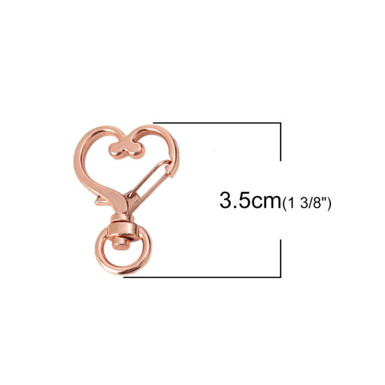 Picture of Zinc Based Alloy Keychain & Keyring Heart Gold Plated 35mm x 24mm, 5 PCs