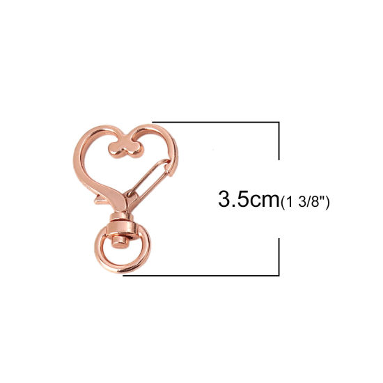 Picture of Zinc Based Alloy Keychain & Keyring Heart Rose Gold 35mm x 24mm, 5 PCs