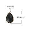 Picture of Copper & Glass Charms Drop Light Golden Black Faceted 22mm( 7/8") x 14mm( 4/8"), 5 PCs