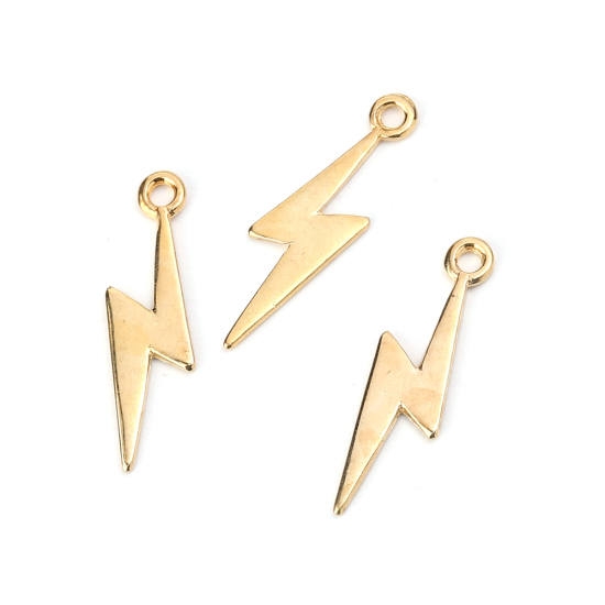 Picture of Zinc Based Alloy Weather Collection Charms Lightning Gold Plated 29mm(1 1/8") x 8mm( 3/8"), 20 PCs