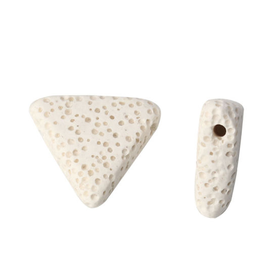 Picture of Lava Rock ( Natural ) Beads Triangle Creamy-White About 19mm( 6/8") x 17mm( 5/8"), Hole: Approx 1.5mm, 5 PCs
