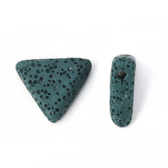 Picture of Lava Rock ( Natural ) Beads Triangle Army Green About 19mm( 6/8") x 17mm( 5/8"), Hole: Approx 1.5mm, 5 PCs