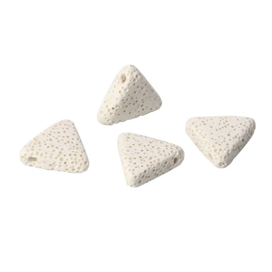 Picture of Lava Rock ( Natural ) Beads Triangle White About 19mm( 6/8") x 17mm( 5/8"), Hole: Approx 1.5mm, 5 PCs