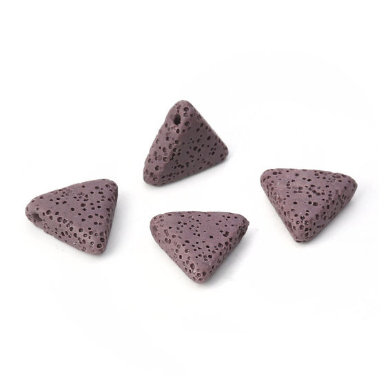 Picture of Lava Rock ( Natural ) Beads Triangle Purple About 19mm( 6/8") x 17mm( 5/8"), Hole: Approx 1.5mm, 5 PCs