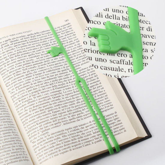 Bild von Silikon Lesezeichen Hand Grün 41cm, 2 Stück