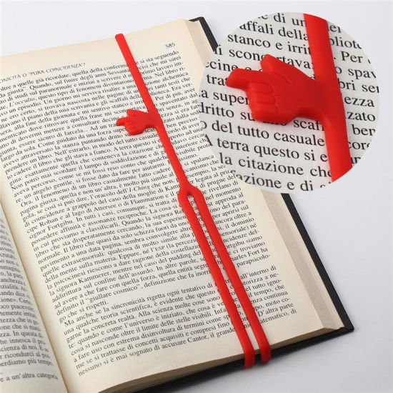 Bild von Silikon Lesezeichen Hand Rot 41cm, 2 Stück
