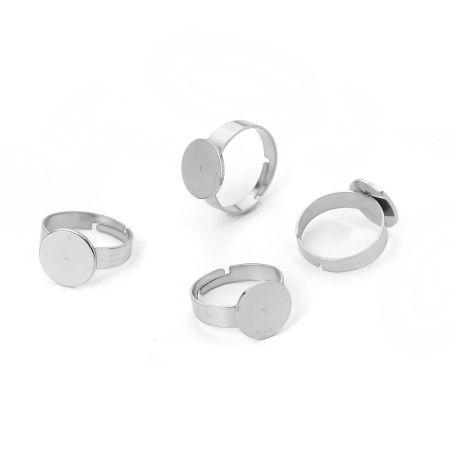 Picture of Stainless Steel Open Adjustable Glue On Rings Round  