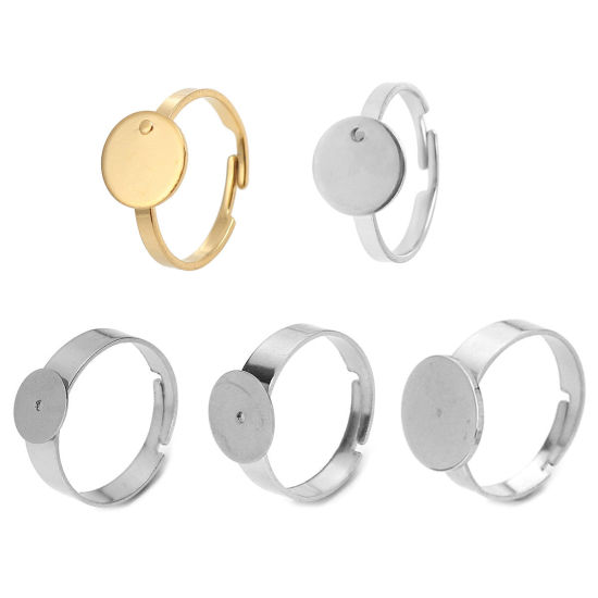 Image de Bagues Ouvert en 304 Acier Inoxydable Argent Mat Rond (Convenable à 12mm Dia) 16.9mm (Taille d'US 6.5), 5 Pcs