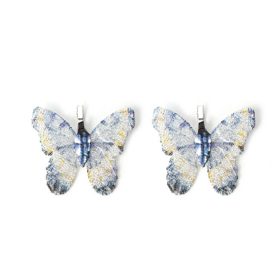 Immagine di Ottone Ciondoli Farfalla Argento Placcato Blu Viola 31mmx 28mm, 2 Pz
