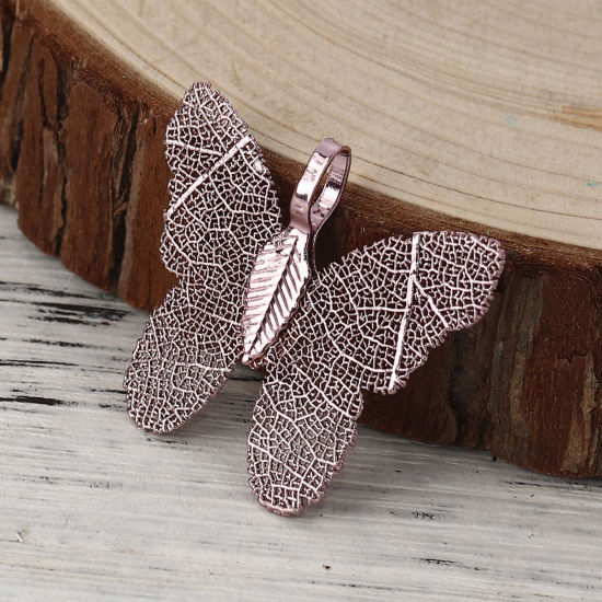 Immagine di Ottone Ciondoli Farfalla Colore Viola 31mmx 28mm, 2 Pz