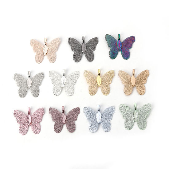 Immagine di Ottone Ciondoli Farfalla Colore Viola 31mmx 28mm, 2 Pz