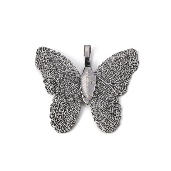 Immagine di Ottone Ciondoli Farfalla Pistola Nera 31mmx 28mm, 2 Pz