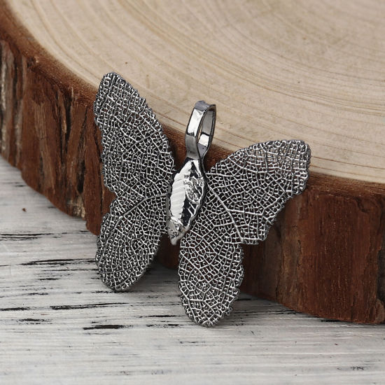 Immagine di Ottone Ciondoli Farfalla Pistola Nera 31mmx 28mm, 2 Pz