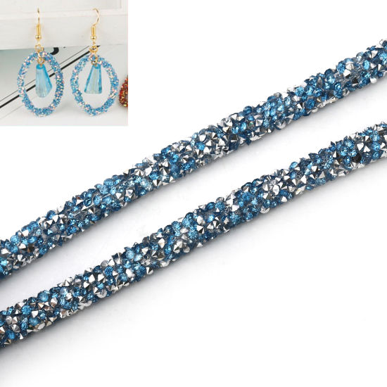 Bild von PVC Schnur Hellblau Mit Hotfix Strass 7mm, 2 Meter