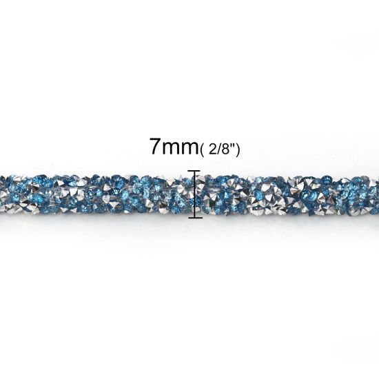 Bild von PVC Schnur Hellblau Mit Hotfix Strass 7mm, 2 Meter