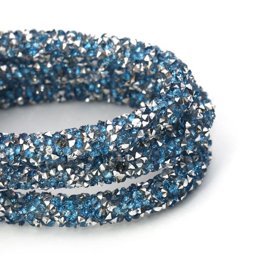 Bild von PVC Schnur Hellblau Mit Hotfix Strass 7mm, 2 Meter