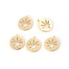Picture of Brass Charms Round Gold Plated Maple Leaf 12mm( 4/8") x 10mm( 3/8"), 3 PCs