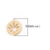 Picture of Brass Charms Round Gold Plated Maple Leaf 12mm( 4/8") x 10mm( 3/8"), 3 PCs