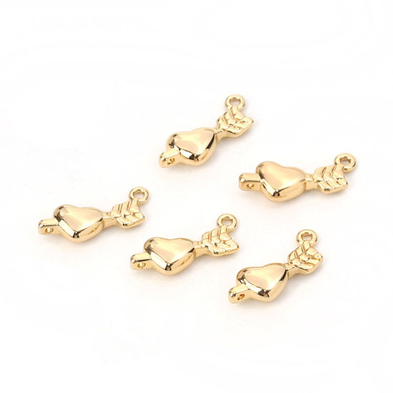 Picture of Brass Connectors Arrow Through Heart Gold Plated 12mm( 4/8") x 5mm( 2/8"), 3 PCs                                                                                                                                                                              