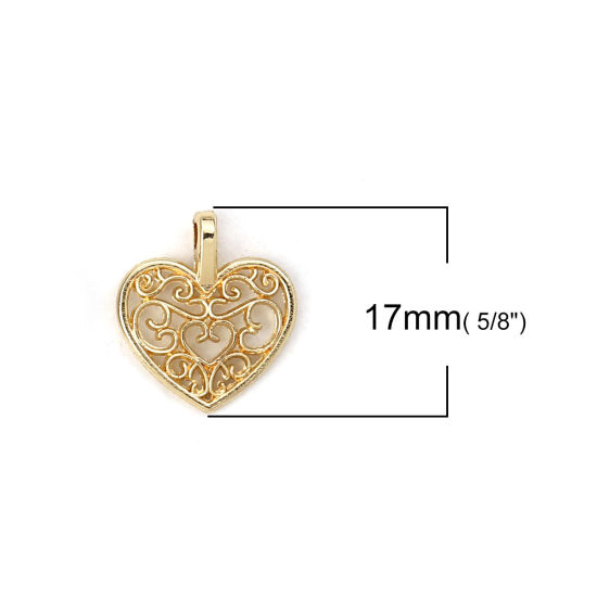 Picture of Zinc Based Alloy Charms Heart Gold Plated 17mm( 5/8") x 15mm( 5/8"), 20 PCs