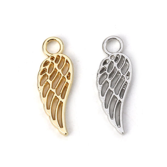 Picture of Zinc Based Alloy Charms Wing Gold Plated 18mm( 6/8") x 7mm( 2/8"), 20 PCs