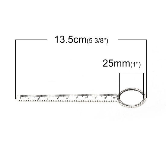 Picture of Zinc Based Alloy Bookmark Ruler Antique Silver Color Cabochon Settings (Fit 25mmx18mm) Oval 13.5cm(5 3/8") x 2.3cm( 7/8"), 5 PCs
