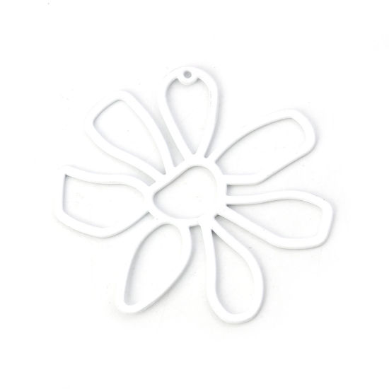 Picture of Zinc Based Alloy Pendants Flower White 56mm(2 2/8") x 52mm(2"), 5 PCs