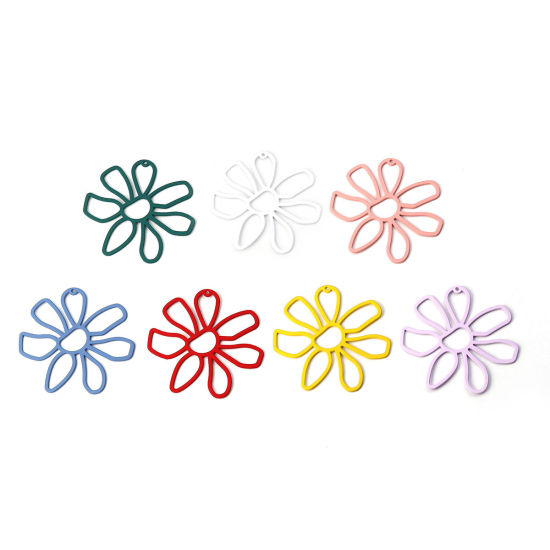 Picture of Zinc Based Alloy Pendants Flower White 56mm(2 2/8") x 52mm(2"), 5 PCs