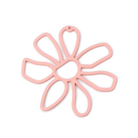 Picture of Zinc Based Alloy Pendants Flower Pink 56mm(2 2/8") x 52mm(2"), 5 PCs