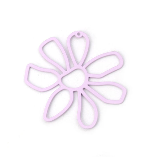 Picture of Zinc Based Alloy Pendants Flower Purple 56mm(2 2/8") x 52mm(2"), 5 PCs