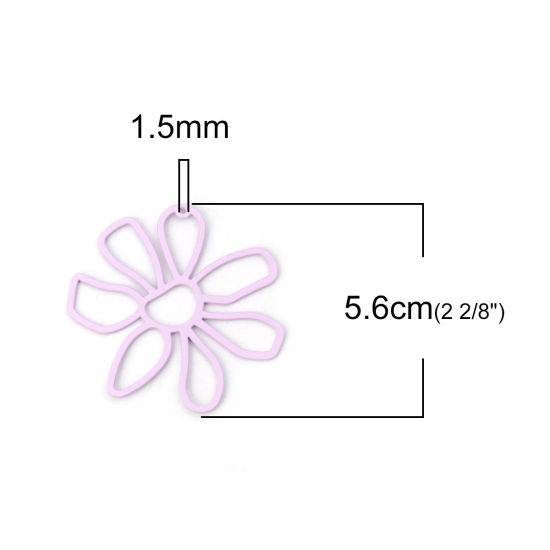 Picture of Zinc Based Alloy Pendants Flower Purple 56mm(2 2/8") x 52mm(2"), 5 PCs