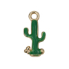 Picture of Zinc Based Alloy Charms Cactus Gold Plated Green Enamel 20mm( 6/8") x 9mm( 3/8"), 10 PCs