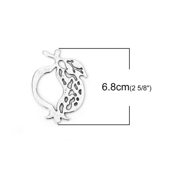 Immagine di Lega di Zinco Ciondoli Melagrana Argento Antico 68mm x 48mm , 5 Pz