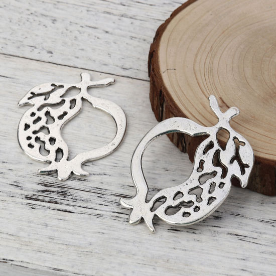 Immagine di Lega di Zinco Ciondoli Melagrana Argento Antico 68mm x 48mm , 5 Pz