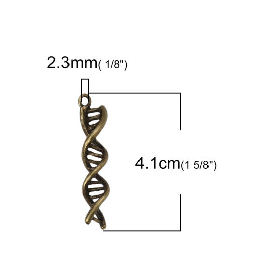 Picture of Zinc Based Alloy Pendants DNA Double Helix Antique Bronze 41mm(1 5/8") x 9mm( 3/8"), 10 PCs