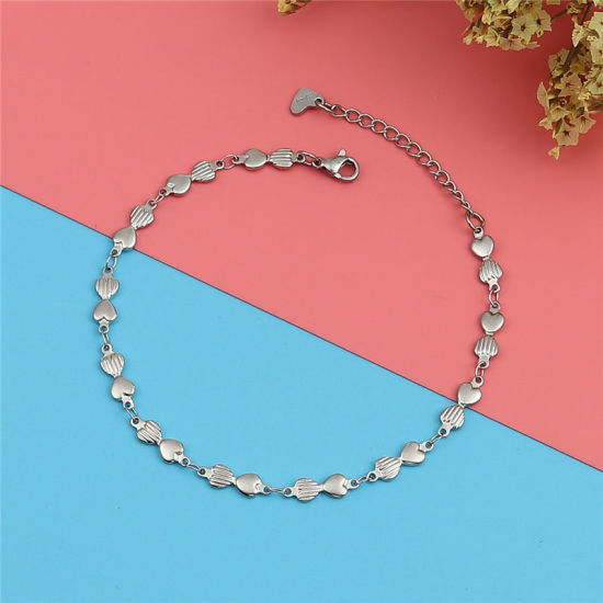 Immagine di 304 Acciaio Inossidabile Cavigliere Tono Argento Stella 23cm Lunghezza, 1 Pz