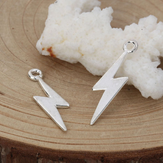 Picture of Zinc Based Alloy Weather Collection Charms Lightning Gold Plated 29mm(1 1/8") x 9mm( 3/8"), 30 PCs